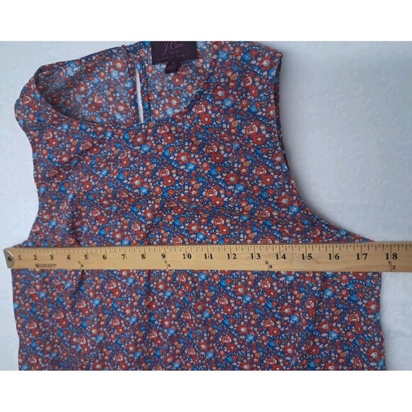J. Crew Liberty Fabrics Betsy Ann Tank Top Floral Keyhole Back Blue Red Womens 8 - Picture 9 of 9